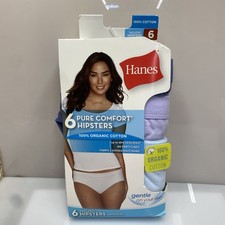 Hanes Womens Pure Comfort Hipster 6-Pack Size 6 M   Damage Box