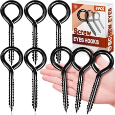 5 Inch Stainless Steel Screw Eye, 8 Pack Eye Bolt Lag Screw, Black Eyes Hooks fo