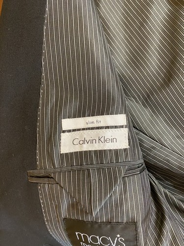 2024 CALVIN KLEIN Black Full Suit 38S Wool Slim Fit - Picture 6 of 8