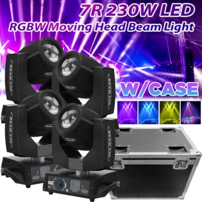 4PCS 230W 7R Beam Moving Head Light DMX 16Prism Sharpy Stage Light w/Flight Case