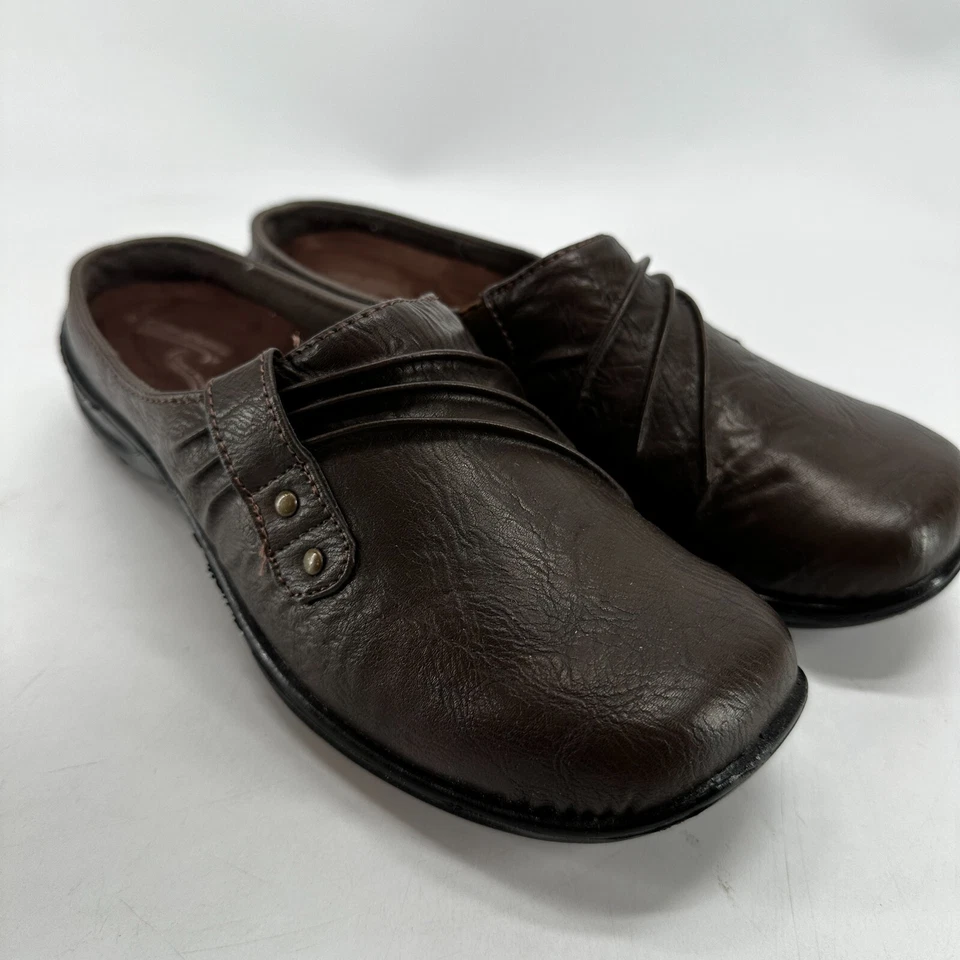 Easy Street Holly Mules Plano Marrón Para Mujer Talla 7 W Sin Cordones Punta Redonda Foto 2 de 4