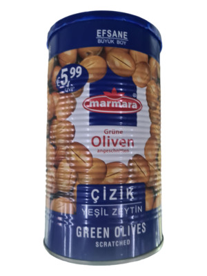 Marmara grüne Oliven angeschnitten (Cizik) mit Stein 1250g