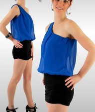 Sexy Miss Women Mini Dress Chiffon One Shoulder Dress 34/36/38 Black Blue New