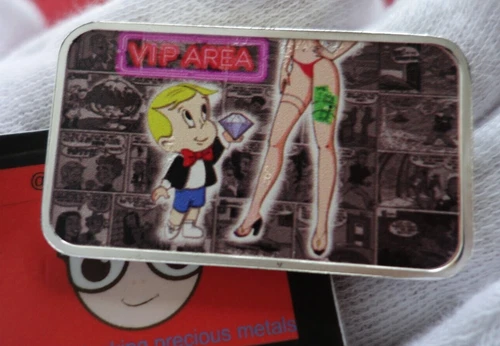 Rare Richie Rich Visits Strip Club 1 troy ounce .999 Silver art bar w. COA $100