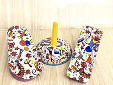 3 TIN LITHO TOY NOISEMAKERS NOISE MAKERS CIRCUS CLOWNS PARTY GRINDER BELL