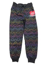 Justice Girls Care Bears Foil Heart Joggers Black Fleece Sweatpants Sweats L