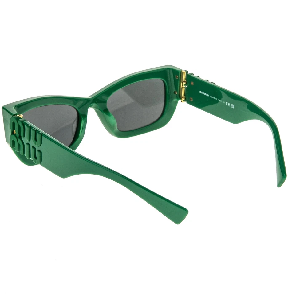 Gafas de sol MIU MIU LOGO MU09WS verde mate logotipo geométrico de lujo moda audaces 09W Foto 3 de 4