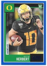 2020 SCORE JUSTIN HERBERT SHOWCASE ROOKIE CARD RC #'D/100 CHANGERS SP