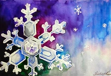 Snowflake Painting Watercolor Original Art Christmas Gift Wall Art