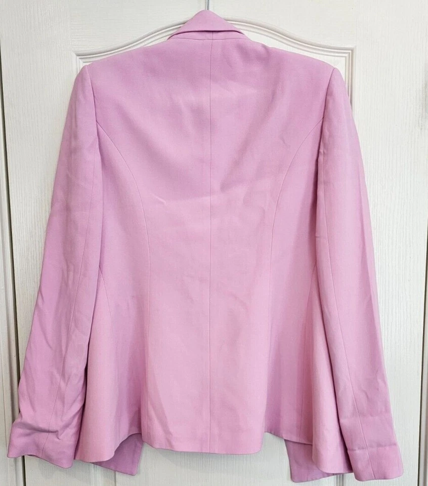 Blazer Brandon Maxwell Mujer Talla 8 Rosa Crepé en Rosa Bebé Top Carrera  Foto 4 de 4