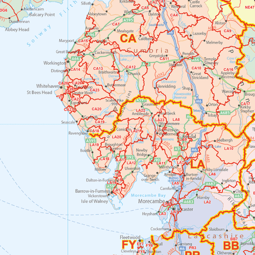 UK Political Postcode Districts - Large Wall Map - Picture 3 of 6