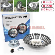 6'' 10 inch Steel Wire Wheel Brush Cutter Weed Eater Trimmer Head w/ Adapter Kit