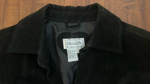 Vintage 90’s Live A Little Black 100% Leather Suede Slim Blazer Jacket Women’s L - Picture 3 of 8