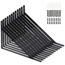 12 Pack L16"XH 10"Heavy Duty Shelf Brackets with Screws Wall 90 Degree Triangle