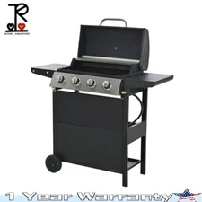 Propane Gas Grill 4 Burner Patio Garden Barbecue Grill Stainless Steel 34000 BTU