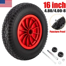 16" 4.80/4.00-8 Tire & Wheel Flat Free Heavy Duty Solid Wheelbarrows Hand Trucks