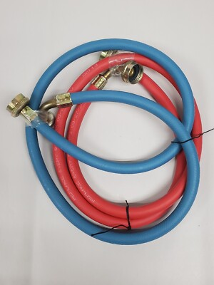 #ad GE 4 ft. Universal 1 Blue and 1 Red Rubber Washer Hoses 2 Pack $25.97