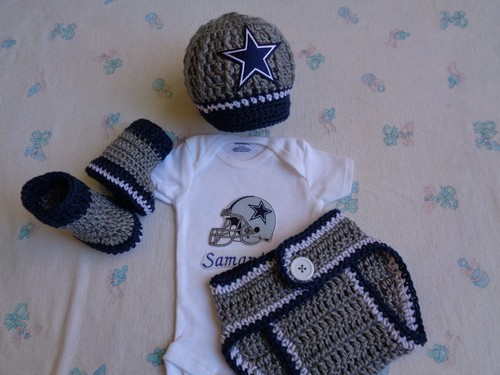 Crochet Dallas Cowboys Baby Hat, Diaper 