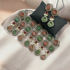 KAJARO DESIGNS Polki Kundan Necklace with earrings | Tradition Jewelry Set
