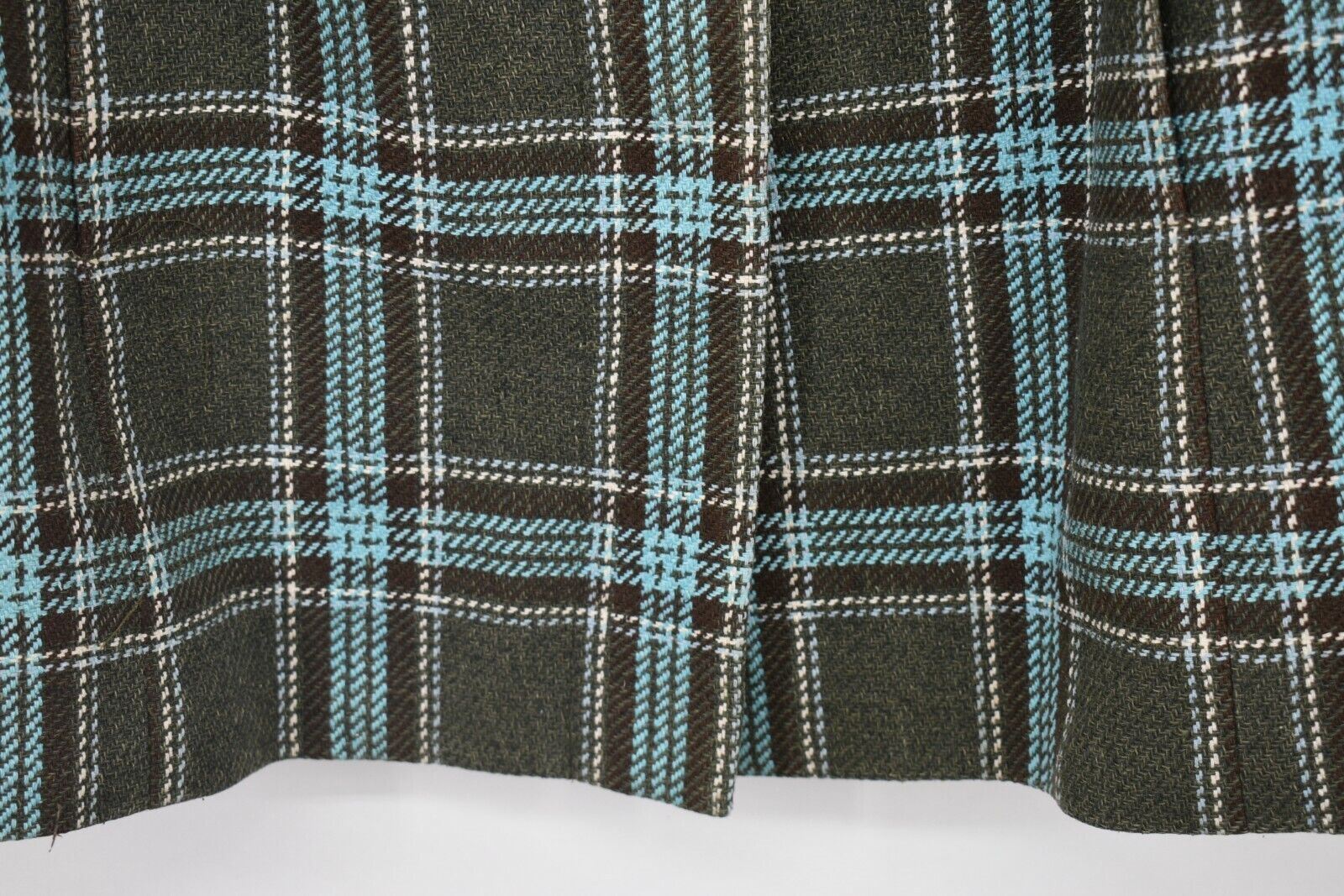 Elana By Tanner Womens Green Plaid Long Coat Silk Button Closure Pockets 16