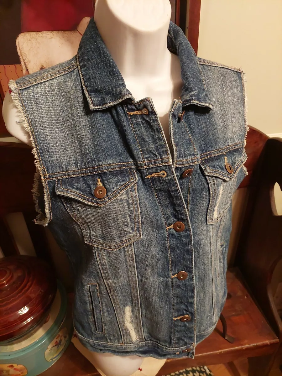 Forever 21 denim vest cheap women