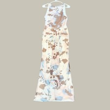ASOS DESIGN Mesh Slash Neck Open Back Midi Dress Sash Floral US 6