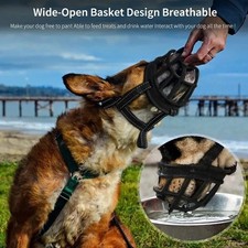 Large Pet Dog Basket Muzzle Mouth Cover Adjustable Mesh Cage Nobarking Biting