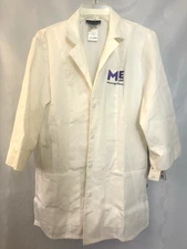 Cherokee Women’s White Lab Coat Size S Mid Length 3/4 Sleeve Massage Envy Logo