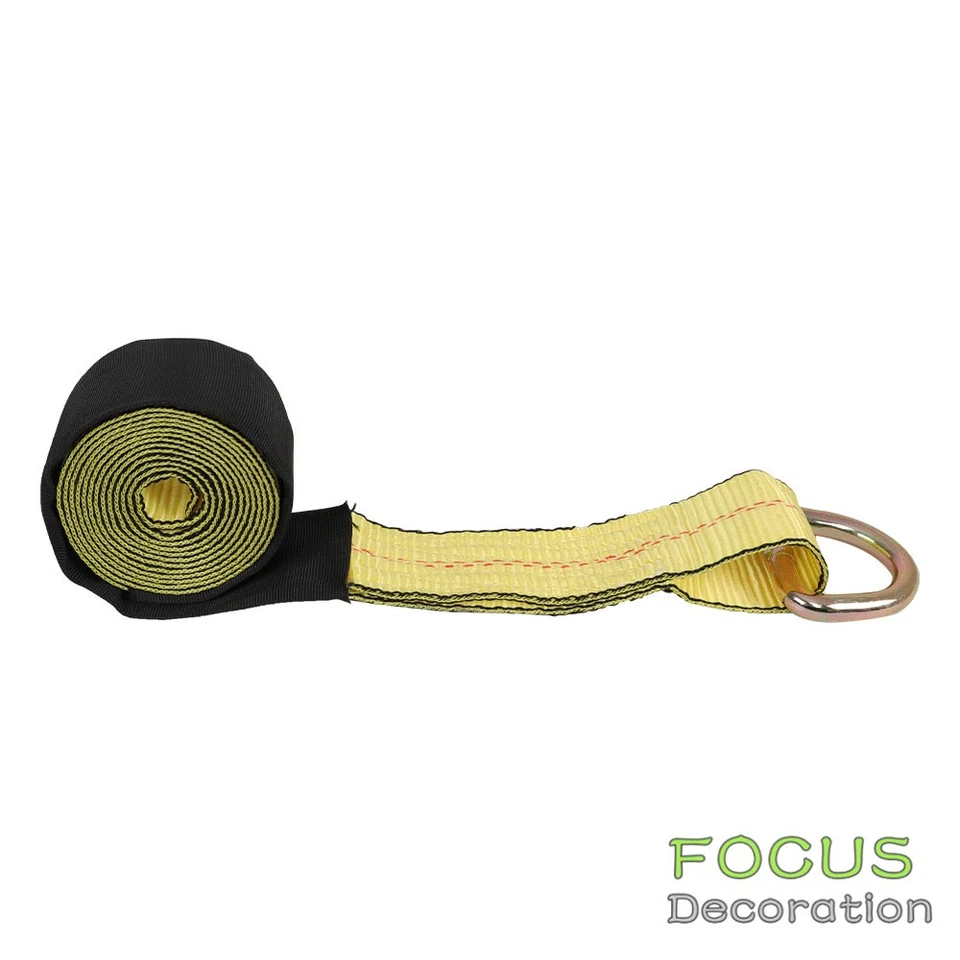 Paquete de 4 ganchos planos de alta resistencia para correas de amarre de rueda de 2" × 120" amarillos para remolques Foto 4 de 4