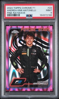 2024 TOPPS CHROME FORMULA 1 PINK RAYWAVE #22 ANDREA KIMI ANTONELLI 53/75 PSA 9