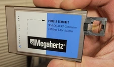 Megahertz PCMCIA 10Mbps Ethernet LAN PC Card with XJACK Connector XJ10BT