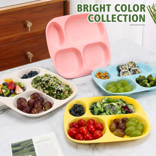 Piatti divisi in bambù per bambini adulti - Set di stoviglie per bambini bambini - Foto 5 di 12