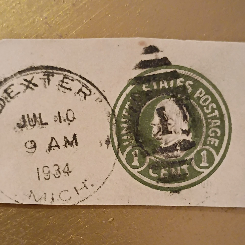 US Scott U424 1 Cent Franklin Embossed Stamped Envelope Corner w/1 1/2 surcharge - Image 2 of 4