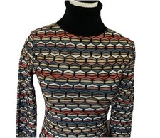 M MISSONI Multicolor Turtleneck Hexagon Knit Mini Dress Women  s Size 2