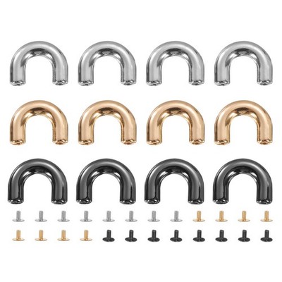 12Pcs Bridge D-Ring Buckles for Arch (Grey/Black/Light Gold, 0.6 x 0.2 inches)