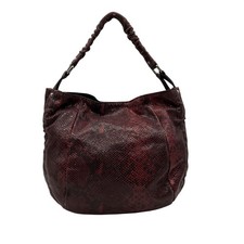 Furla Red Snakeskin-Embossed Leather Hobo Sho...