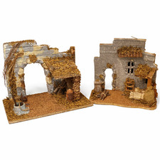 Vintage Nativity Village Buildings Lot of 2 Creche Scene Display Italian Style