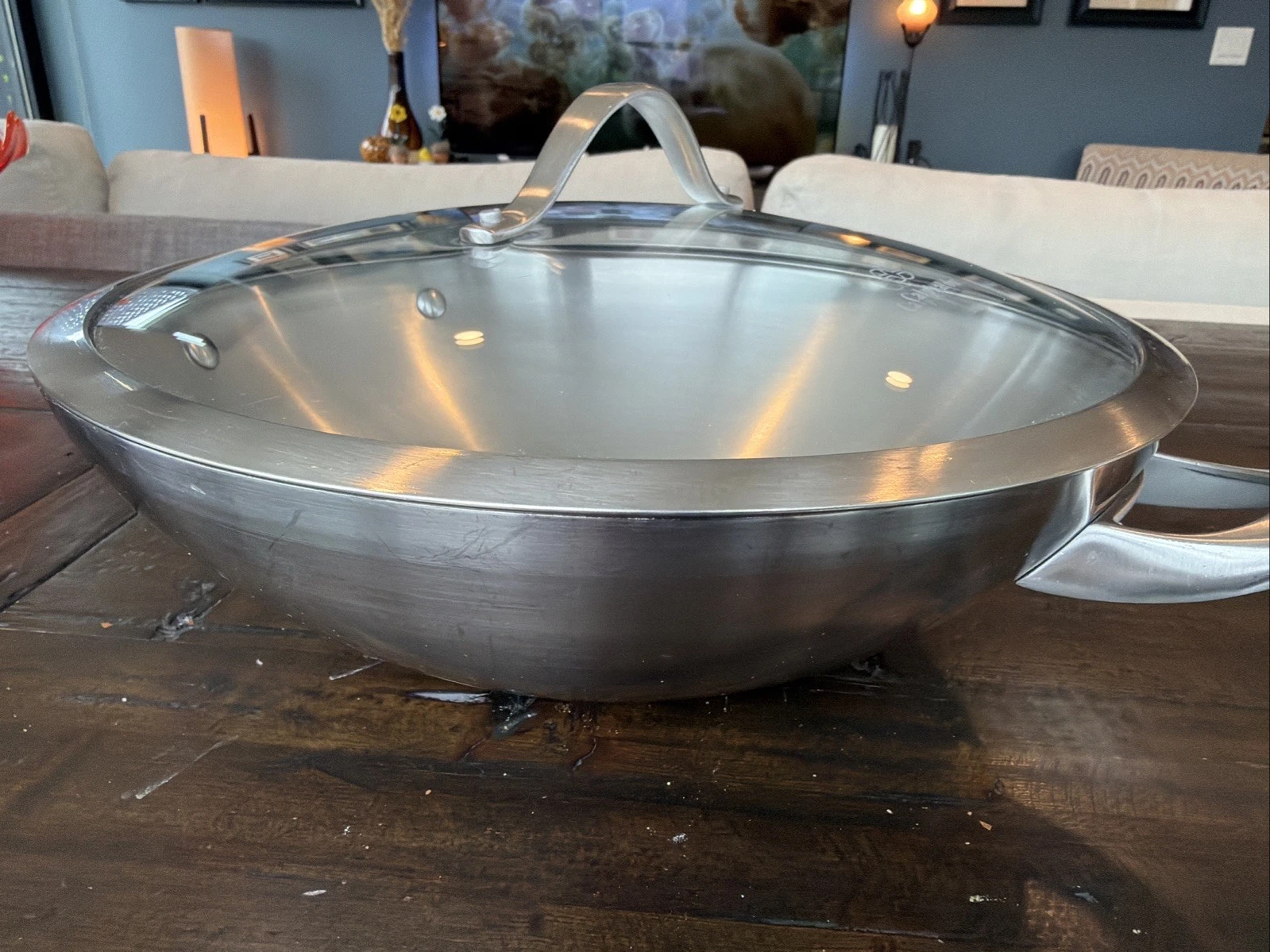 Calphalon Contemporary 13” Stainless Steel Fry Wok & Glass Lid