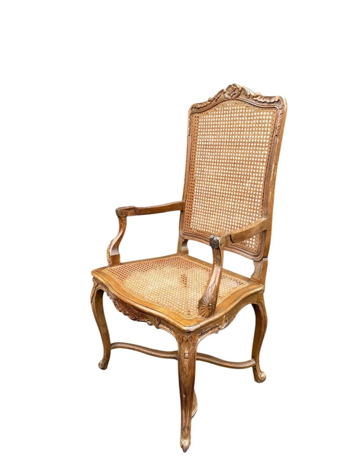 Louis XV Provincial Country Style Cane Armchair - Image 2 of 4