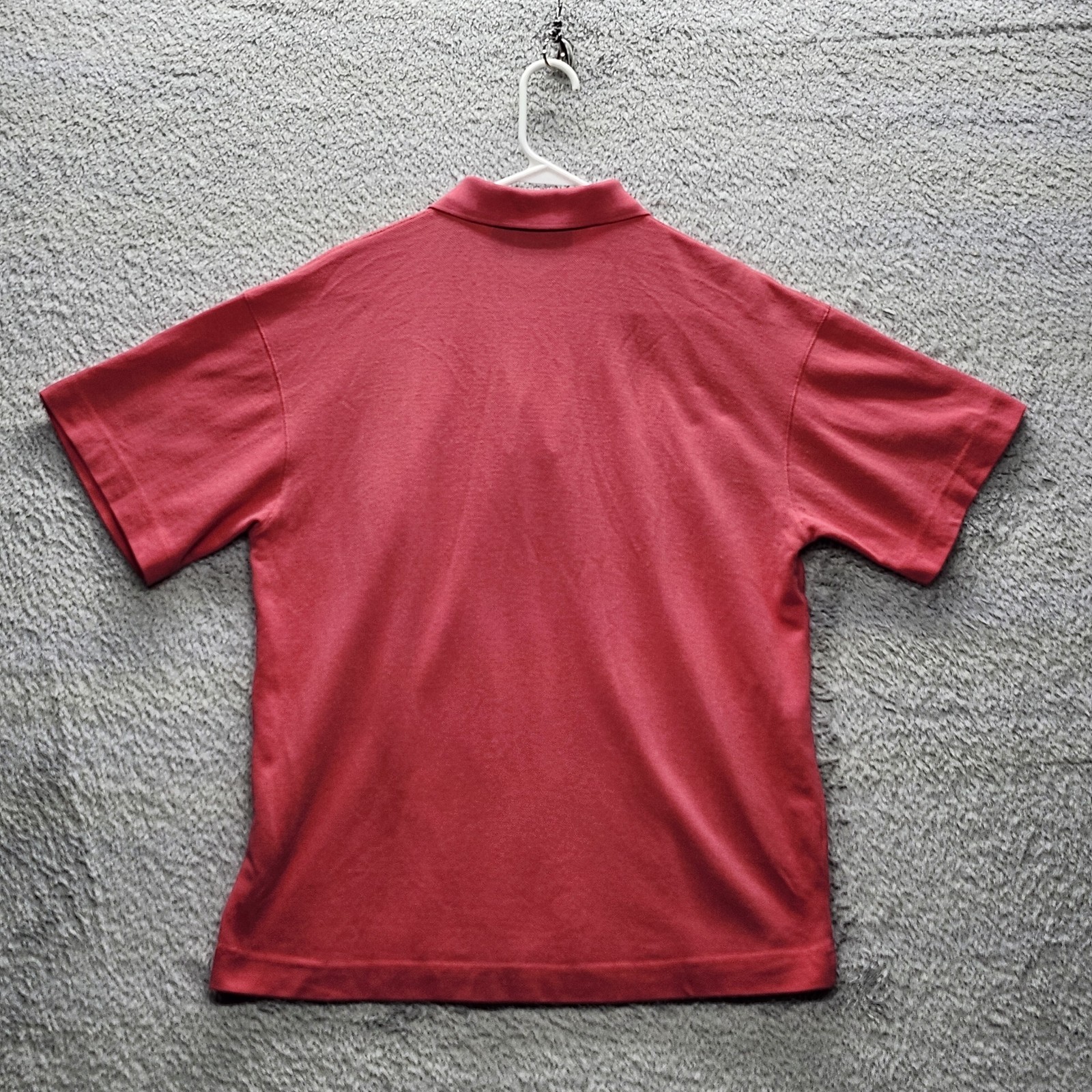 VINTAGE BOSS Red Coral Knit Polo Shirt Men's Medium M Poly/Cotton RN 69781 Logo thumbnail 9