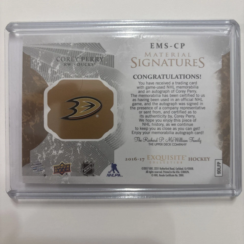 2016 UD ICE COREY PERRY EXQUISITE COLLECTION MATERIAL SIGNATURES MEM AUTO /49 - Image 2 of 2