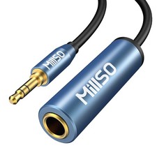 MillSO 1/4 to 3.5mm Headphone Adapter, TRS 6.35mm Female 1 FT, Blue