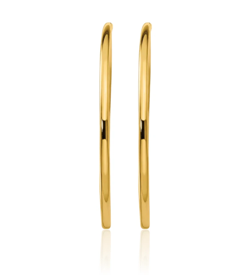 14K Solid Yellow Gold Endless Round Medium Hoop Earrings - Image 2 of 4