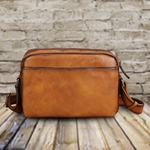 Genuine Leather Shoulder Bag Crossbody Bag for Men Vintage Real Leather Satchel - Picture 6 of 14