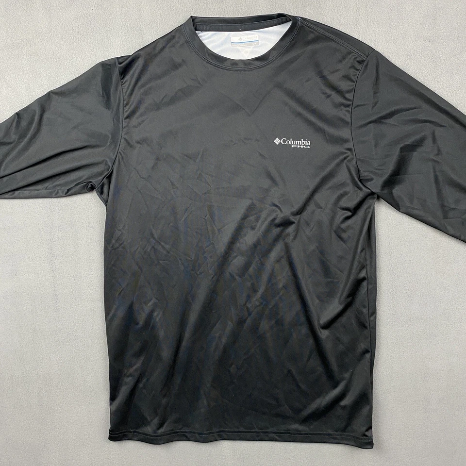 Camisa Columbia PHG Para Hombres Pequeña Negra Juego Bandera Terminal Tiro Manga Larga UPF 50 Foto 3 de 4