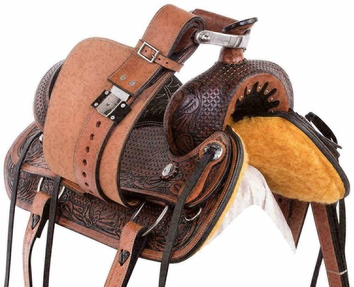 Leather Western Saddle, Barrel Racing Horse Saddle Size: (12" To 18") Inch - Picture 4 of 5