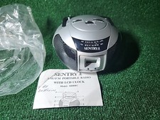 Sentry Mini Boombox AM/FM Radio 5 Function Clock Antenna Twin Speakers, Works