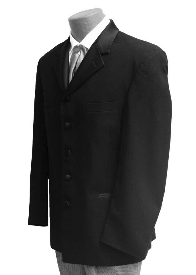 Jaqueta smoking masculina Claiborne preta 5 botões frontal lã de alta qualidade tamanho 46R - Imagem 3 de 4