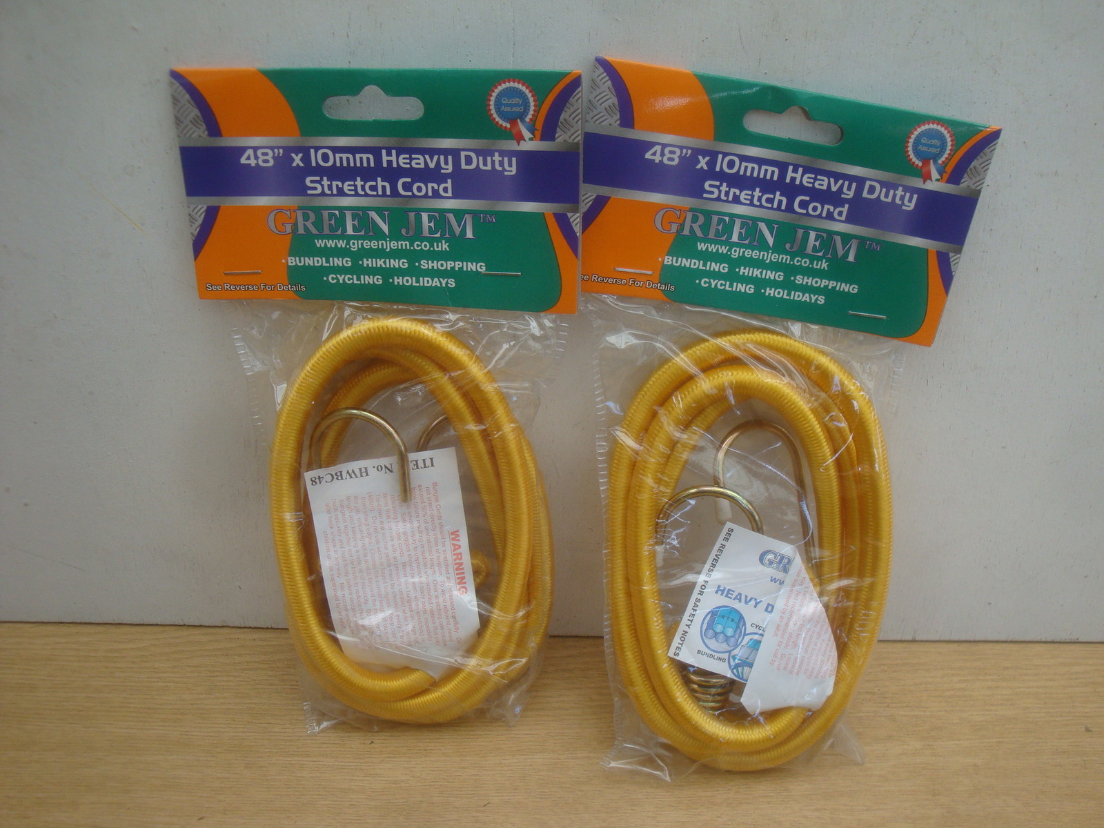 2 X  48"" GREEN JEM HEAVY DUTY 10MM BUNGEE CORDS