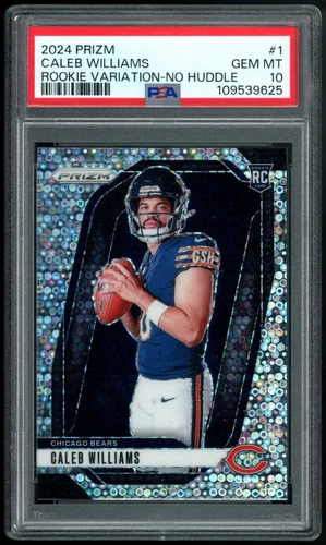 Caleb Williams 2024 Panini Prizm Rookie Variation No Huddle #1 PSA 10 RC Bears